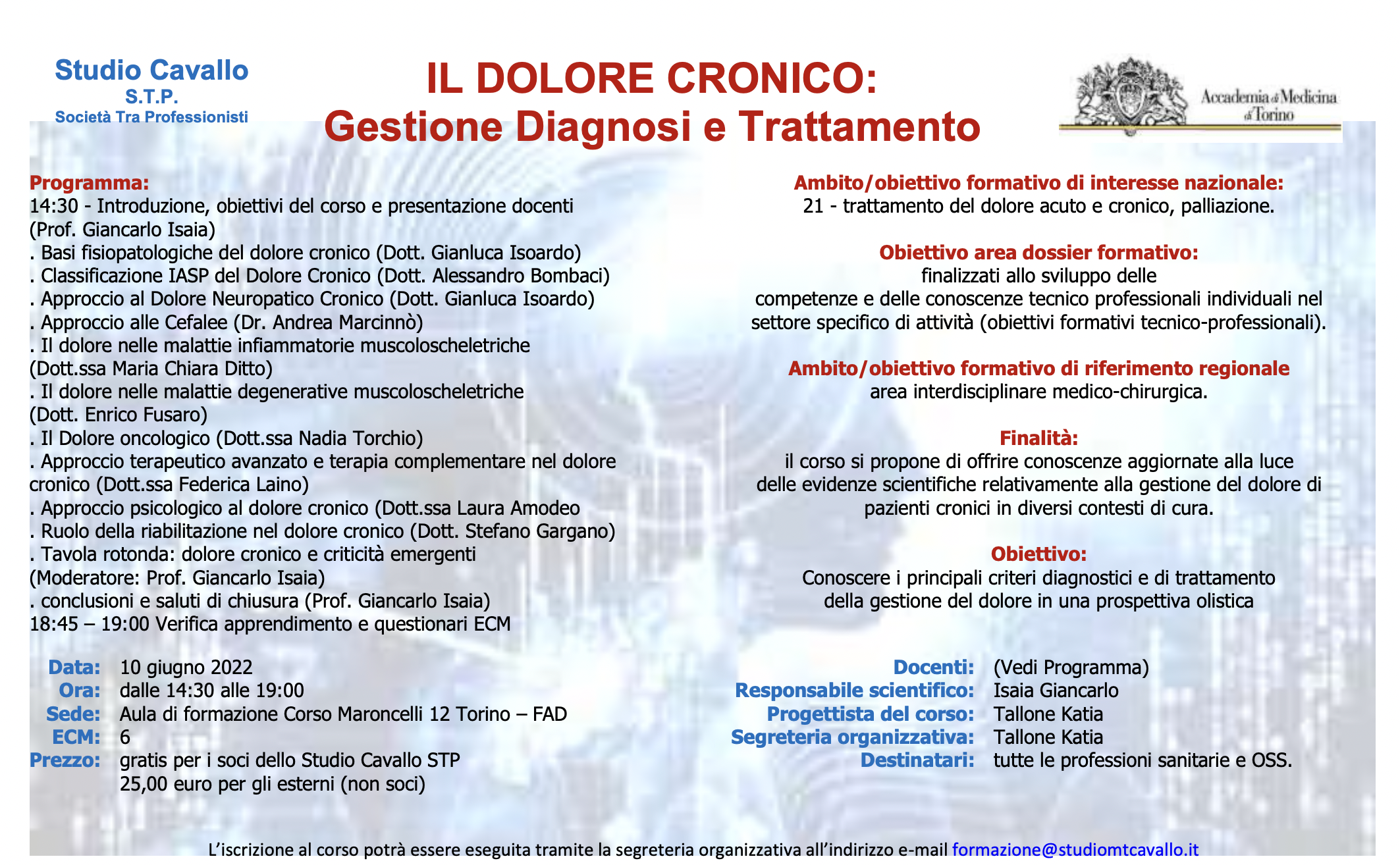 Il dolore cronico: gestione, diagnosi, trattamento